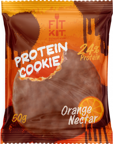 FIT KIT Choco Protein Cookie Апельсиновый нектар 50г/24 — 65fit