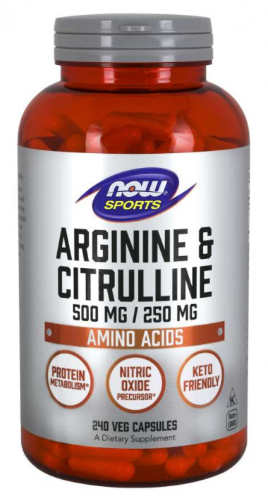 NOW Аминокислоты Arginine &amp; Citrulline 500mg /250mg  240 Veg Capsules — 65fit