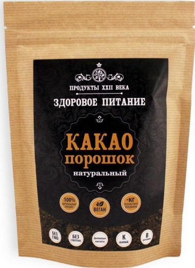 Какао порошок натуральный 400гр, Продукты XXII века — 65fit