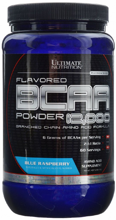 Аминокислоты BCAA 12.000 Blue Raspberry (голубая малина) 457 г, Ultimate Nutrition — 65fit
