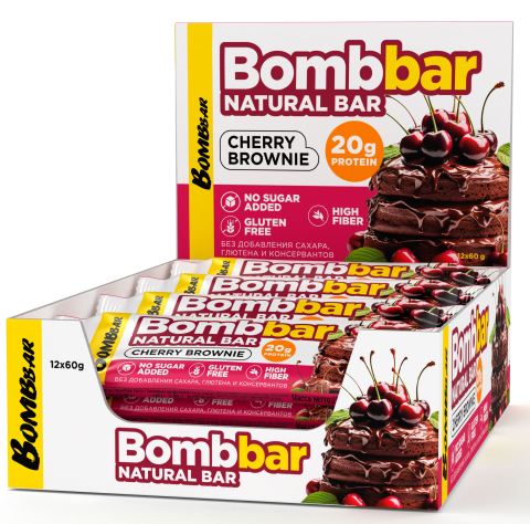АКЦИЯ 2+1**_BOMBBAR Батончик неглазированный "Вишневый Брауни" 60г/20 фото 1 &mdash; 65fit