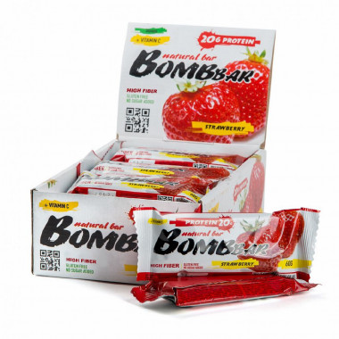 АКЦИЯ 2+1**_BOMBBAR Батончик неглазированный "Клубника" 60г &mdash; 65fit