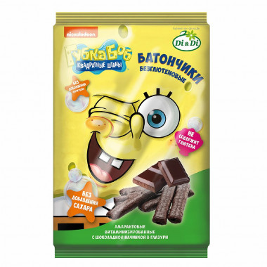 ГУБКА БОБ Батончики без глютена с шоколадной начинкой 110г — 65fit