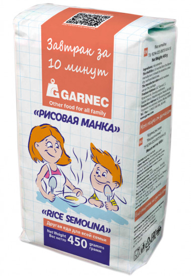 GARNEC Крупка рисовая &quot;Рисовая манка&quot; без глютена 450г — 65fit