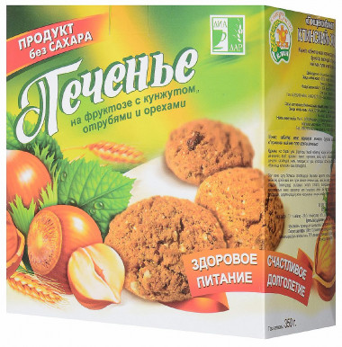 ДИАДАР Гармония Печенье с кунжутом, отрубями и орехами на фруктозе 350г — 65fit