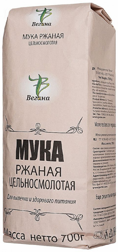 ВЕГАНА Мука Ржаная хлебопекарная 400г — 65fit