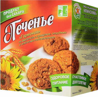 ДИАДАР Гармония Печенье на фруктозе с кунжутом, отрубями и семечками подсолнечника 350г — 65fit