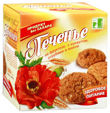 ДИАДАР Печенье сдобное &quot;Гармония&quot; на фруктозе с кунжутом, отрубями и маком 350г — 65fit