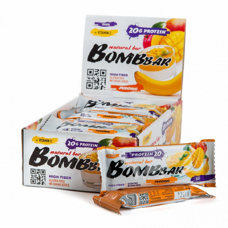 АКЦИЯ 2+1**_BOMBBAR Батончик неглазированный "Пудинг" с ароматом манго и банана 60г фото 1 &mdash; 65fit