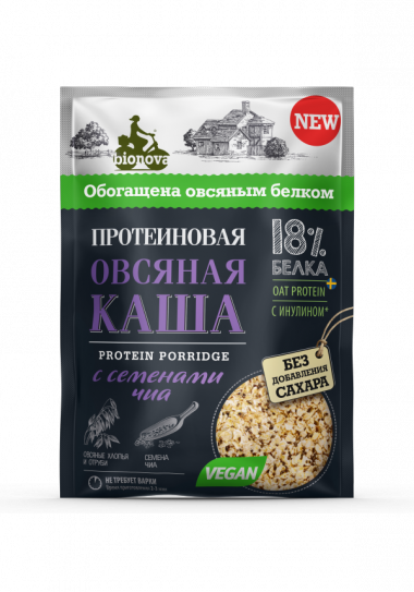 Протеиновая каша овсяная с семенами чиа 40гр, Bionova — 65fit