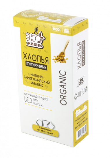 Хлопья кукурузные 300гр, Хутор Здоровья — 65fit