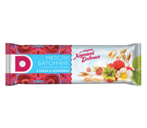 СЕКРЕТ ХОРОШЕЙ ДЕВОЧКИ Батончик &quot;4 злака и земляника&quot; 40г — 65fit