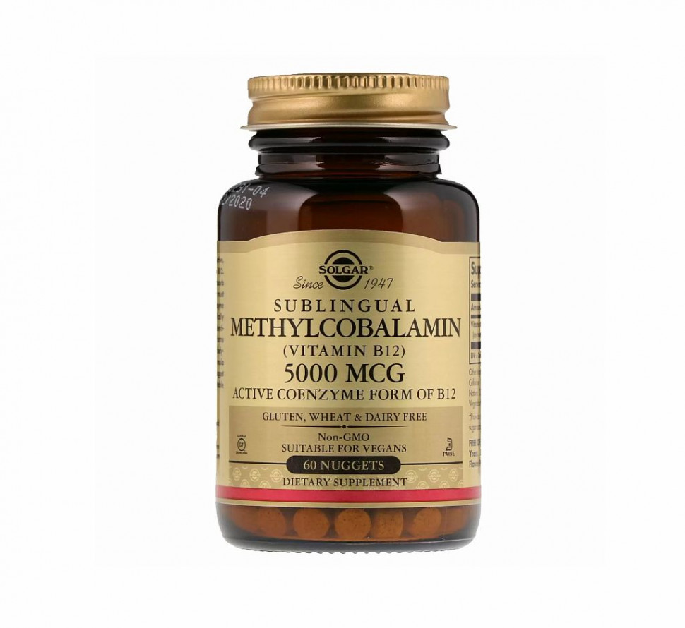 #SOLGAR Vitamin B12 5000mcg  60 nuggrts фото 1 — 65fit