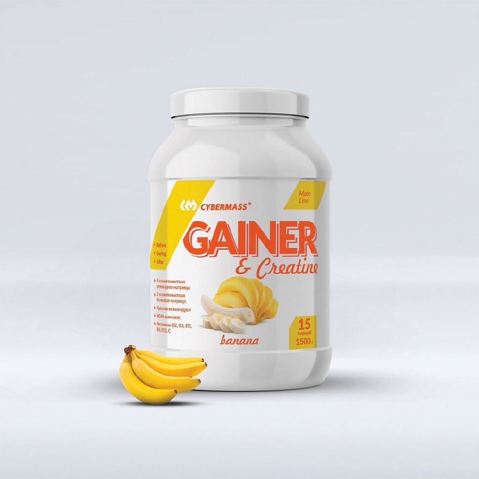 #Cybermass Gainer+Creatine Банан 1500g фото 1 — 65fit