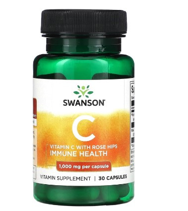 #Swanson Vitamin C with Rose Hips 1,000 mg 30 Caps &mdash; 65fit