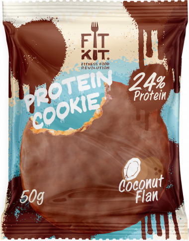 FIT KIT Choco Protein Cookie Кокосовый флан 50г/24 — 65fit