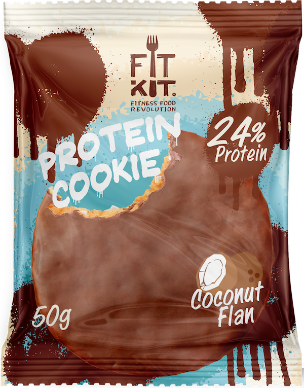 FIT KIT Choco Protein Cookie Кокосовый флан 50г/24 фото 1 — 65fit