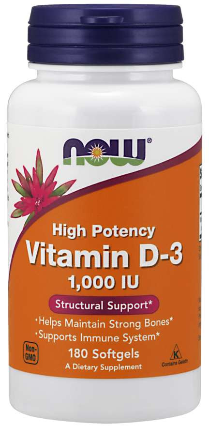 #NOW Vitamin D-3 1000 IU 180 Softgels фото 1 — 65fit