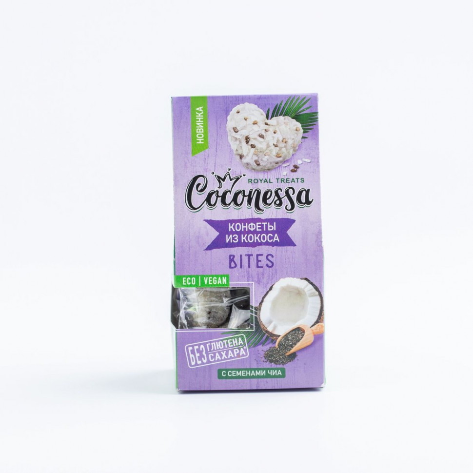 COCONESSA Конфеты из кокоса с семенами Чиа 90г фото 1 — 65fit