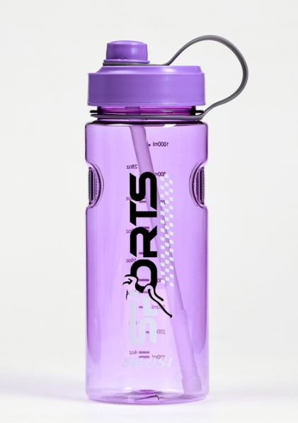 Бутылка для воды спортивная, с трубочкой, фиолетовая  24.5 х 8.5 см 10749666 фото 1 &mdash; 65fit