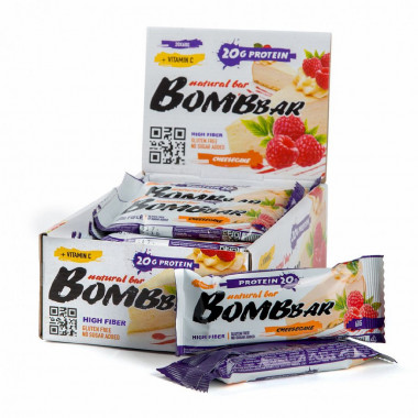 АКЦИЯ 2+1**_BOMBBAR Батончик неглазированный "Малиновый чизкейк" 60г &mdash; 65fit