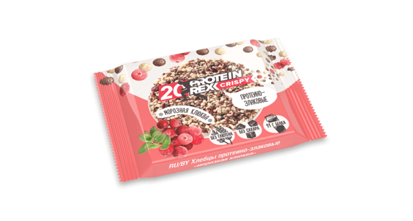 Протеино-злаковые хлебцы CRISPY 20% протеина Морозная клюква 55гр, Protein Rex фото 1 — 65fit