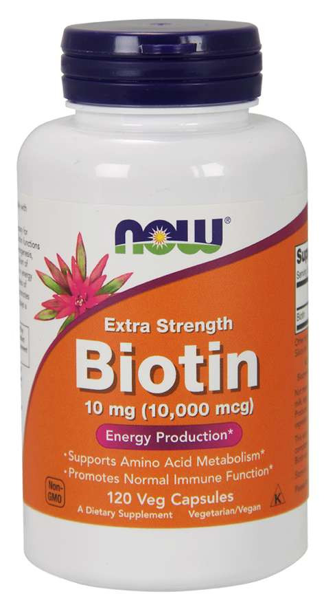 NOW Biotin 10 mg (10,000 mcg), Extra Strength 120 Veg Capsules фото 1 — 65fit