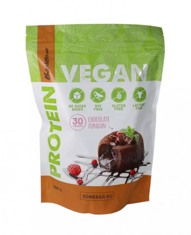 BOMBBAR Vegan Протеиновый коктейль &quot;Шоколадный фондан&quot; 900г — 65fit