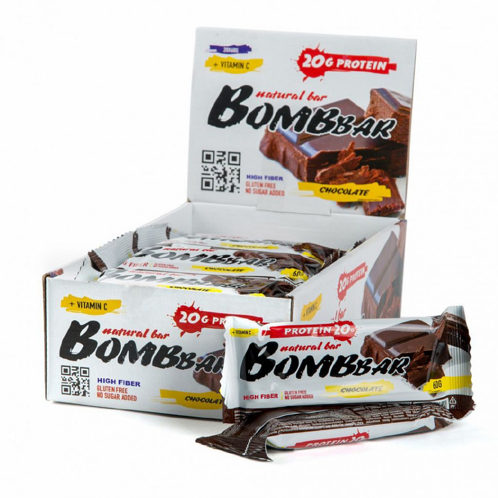 АКЦИЯ 2+1**_BOMBBAR Батончик неглазированный "Двойной шоколад" 60г фото 1 &mdash; 65fit