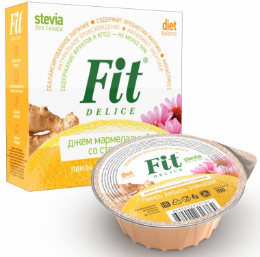 Джем мармеладный со стевией Лимон-Имбирь-Эхинацея 100гр, FitDelice — 65fit