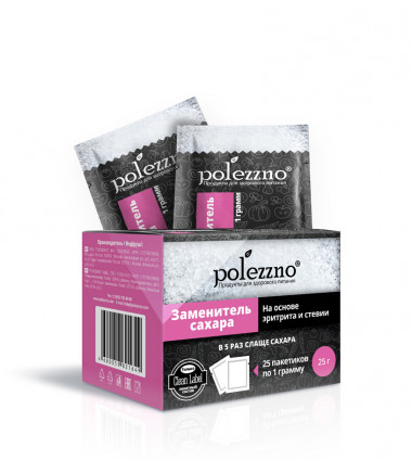 POLEZZNO Заменитель сахара с экстрактом стевии в саше 25г — 65fit