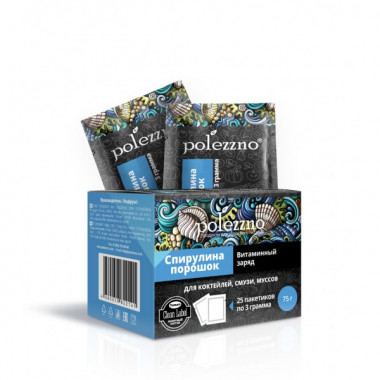 POLEZZNO Спирулина порошок в саше (25 пакетиков по 3г) 75г — 65fit