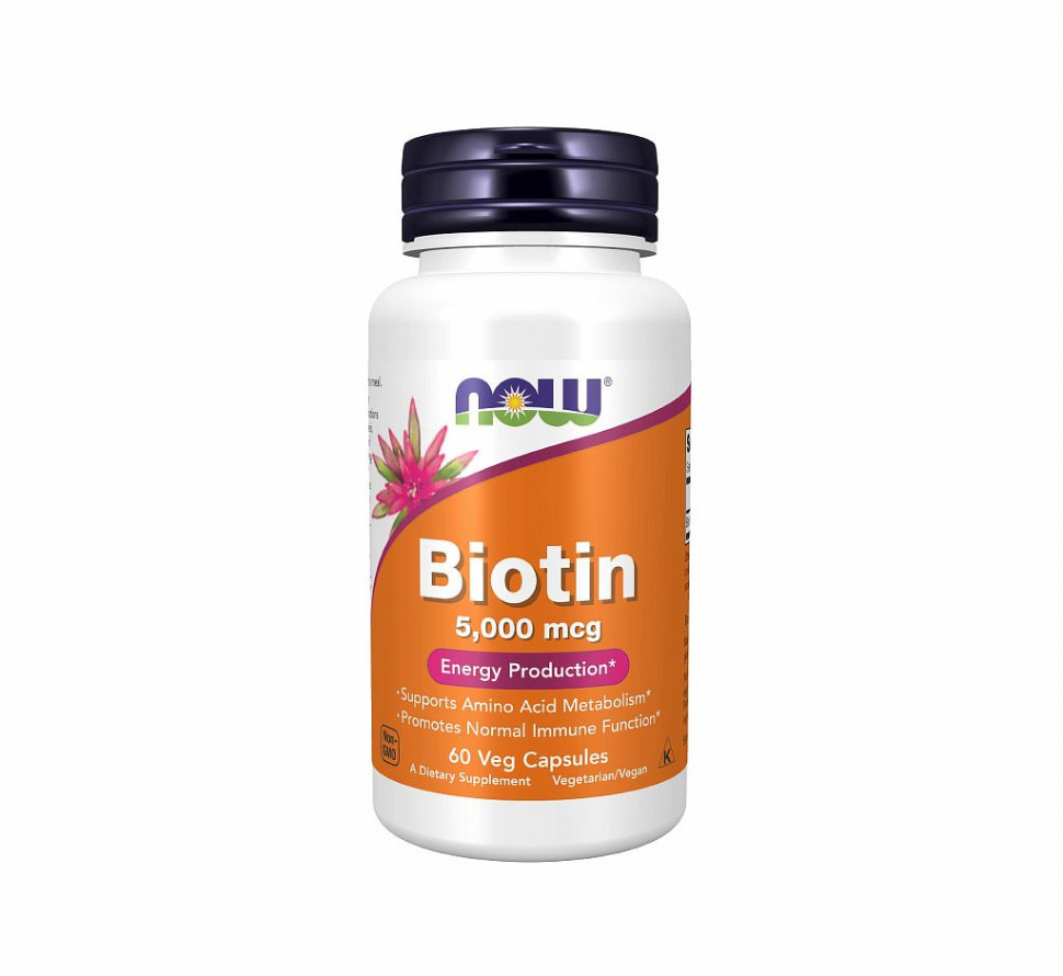 #NOW Biotin 5000 mcg  60 VCaps фото 1 — 65fit