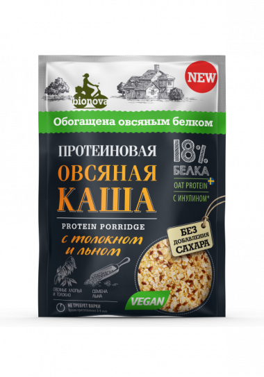 Протеиновая каша овсяная с толокном и семенами льна 40гр, Bionova &mdash; 65fit