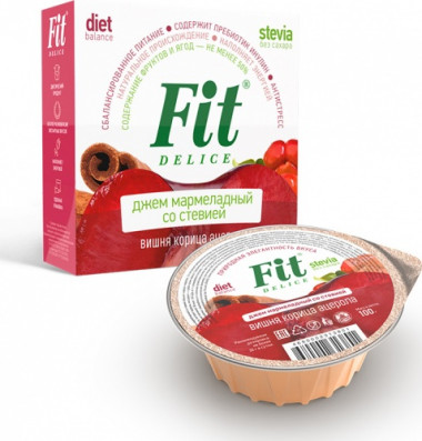 Джем мармеладный со стевией Липа-Малина-Шиповник 100гр, FitDelice — 65fit