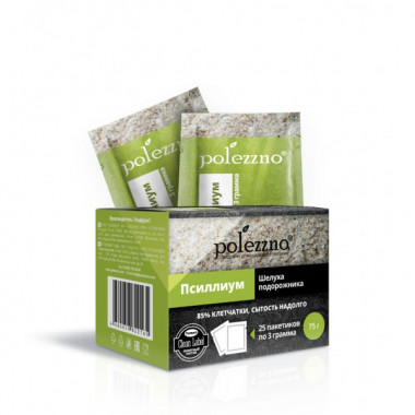 POLEZZNO Псиллиум шелуха подорожника в саше (25 пакетиков по 3г) 75г — 65fit