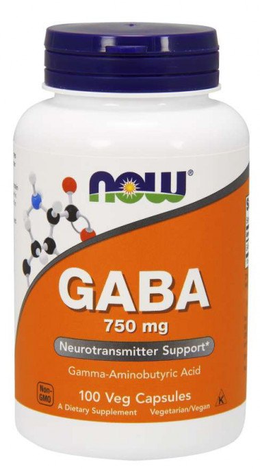 NOW GABA 750 mg 100 Veg Capsules — 65fit