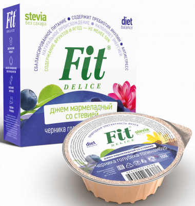 Джем мармеладный со стевией Черника-Голубика-Топинамбур 100гр, FitDelice — 65fit