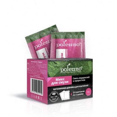 POLEZZNO Смесь водорослей и проростков &quot;Микс для смузи&quot; в саше (25 пакетиков по 3г) 75г — 65fit