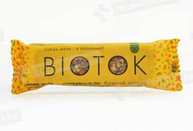 BIOTOK Батончик мюсли "Бодрый цитрус" 30г &mdash; 65fit