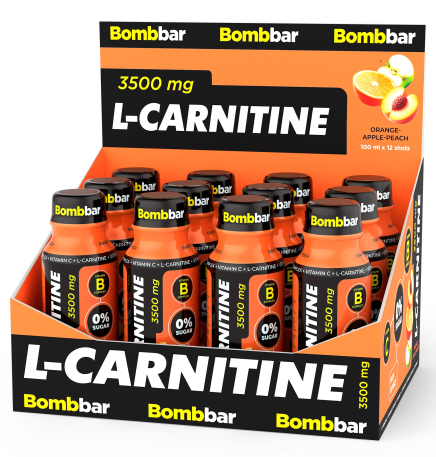 ТМ Bombbar Напиток б/а негазированный L-CARNITINE 3500 апельсин-яблоко-персик 100мл фото 1 — 65fit