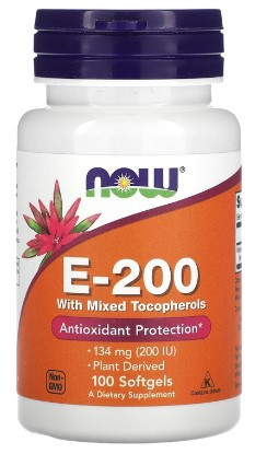 #NOW Vitamin E-200 With Mixed Tocopherols 100 Softgels фото 1 — 65fit