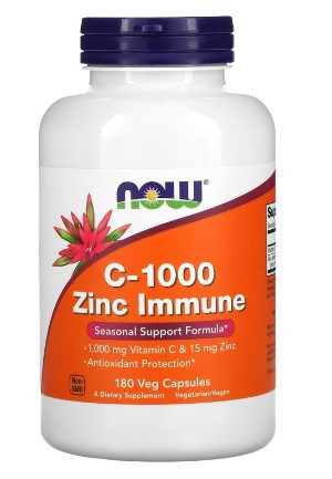 #NOW Vitamin C-1000 Zinc Immune 180 Veg Capsules фото 1 — 65fit