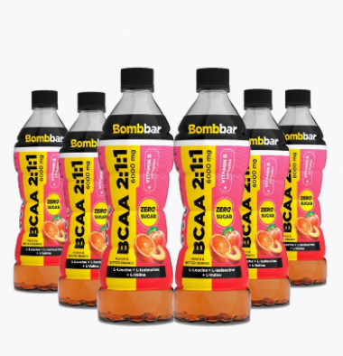 ТМ Bombbar Напиток безалкогольный слабогазированный со вкусом персика и горького апельсина 500мл &mdash; 65fit