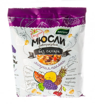 Мюсли без добавления сахара Ягодная поляна 350гр, Фруктовница — 65fit