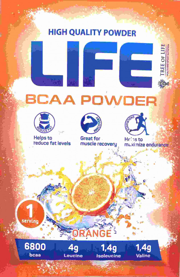 Аминокислоты LIFE BCAA  Orange 10г (1 порция), Tree of Life™ фото 1 — 65fit