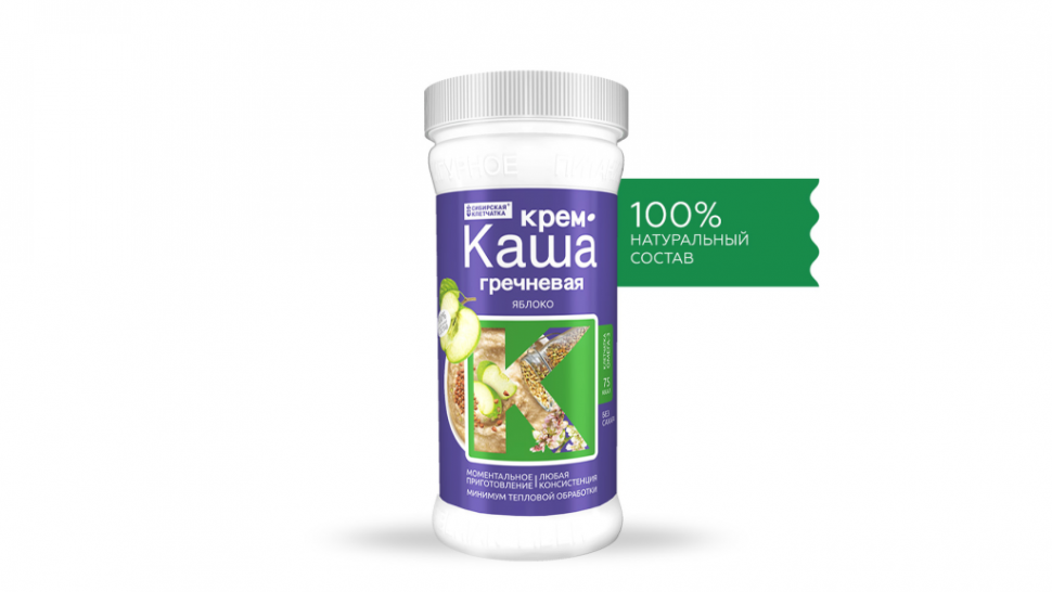 СИБИРСКАЯ® КЛЕТЧАТКА Крем-каша "Гречневая с яблоком" 400г фото 1 — 65fit