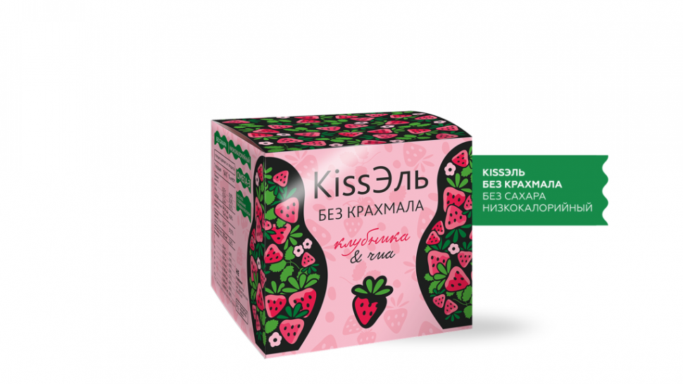 KISSЭЛЬ Кисель без крахмала "Клубника и чиа" 8 порций по 14г фото 1 — 65fit