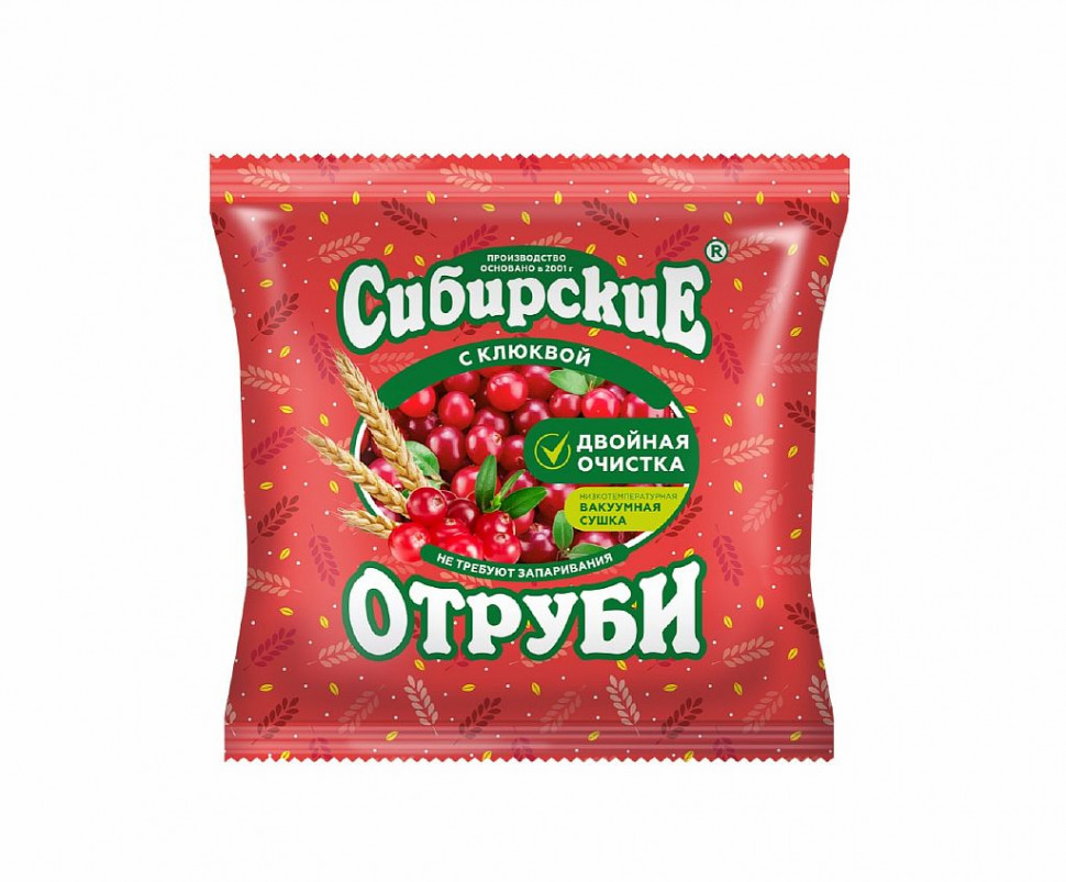 СИБИРСКИЕ ОТРУБИ "Пшеничные с клюквой" 200г фото 1 — 65fit