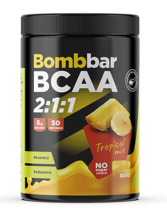BOMBBAR Концентрат сухой для приготовления напитка. Коктейль &quot;BCAA Тропический микс&quot; 300г/12 — 65fit